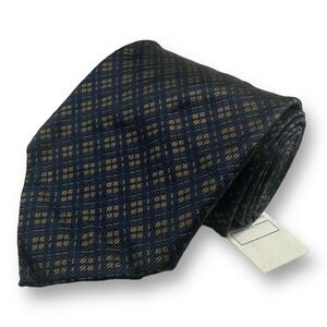 Massimo Bizzocchi Blue Brown Geometric Pure Silk Tie 3.75 Inch Width NWT